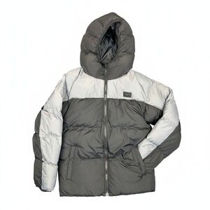 Under Armour Tuckerman Puffer Jacket Black Grey Hooded Insulated UJFIM10F-001 YM